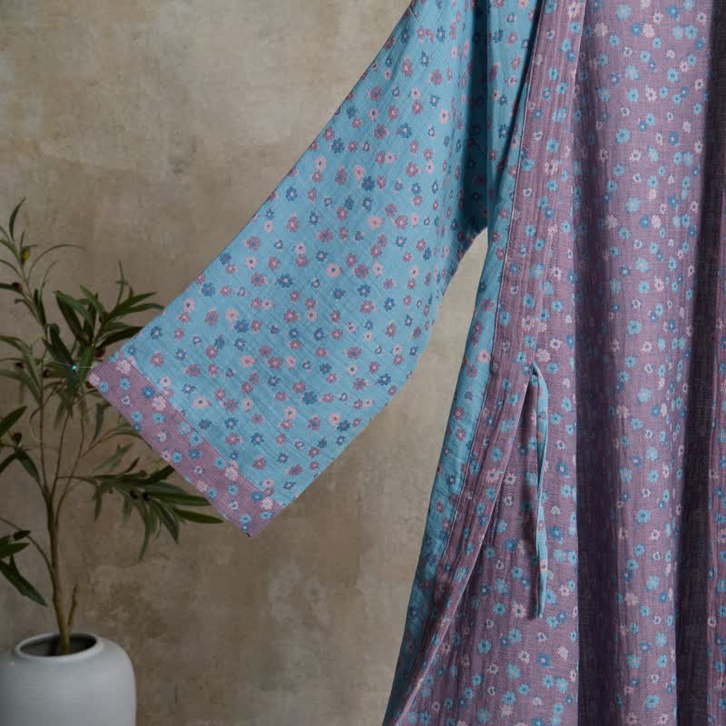 Rustic Floral Jacquard Cotton Kimono Robe - image 2