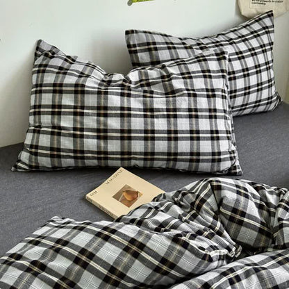 Classic Plaid Cotton Bedding Set - Gray - 2PCS Pillowcases - 19" x 29" - image 32