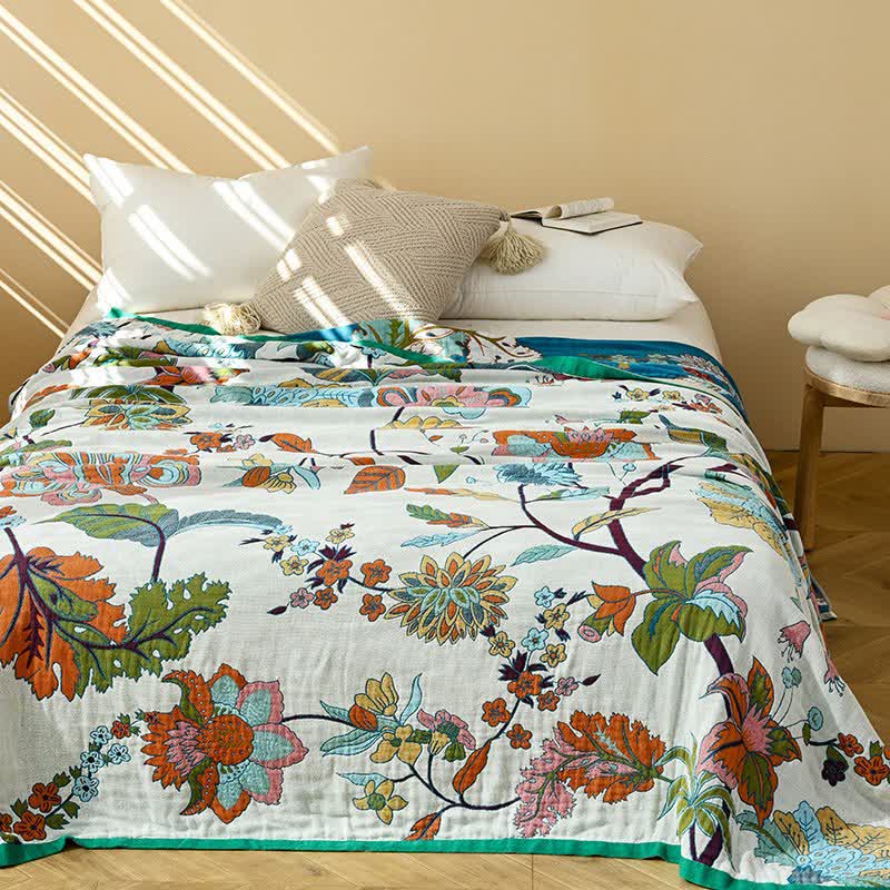 Floral Leaf Jacquard Cotton Gauze Quilt - image 2