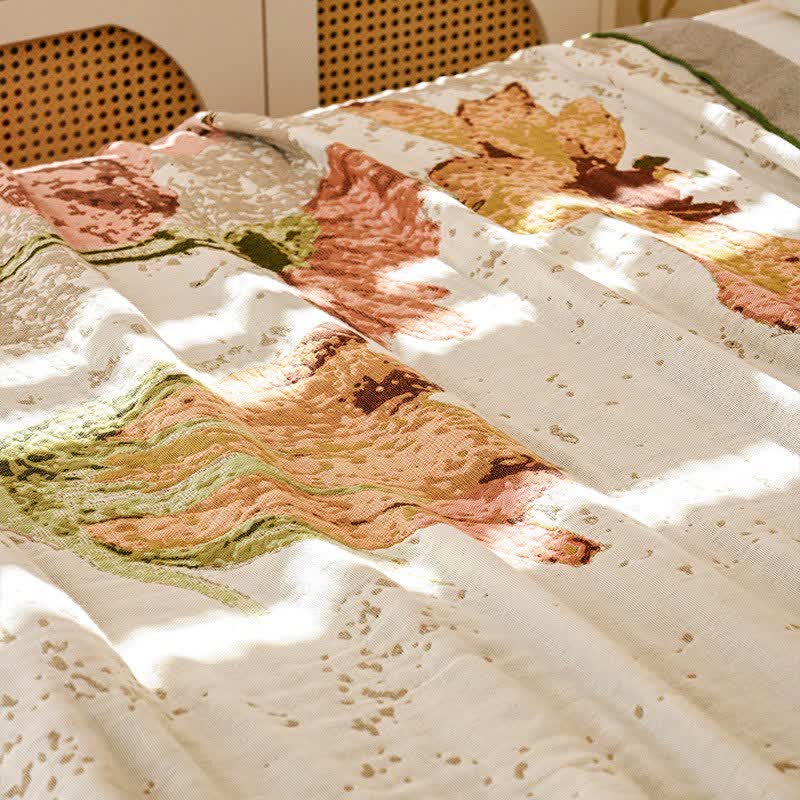 Impressionist Floral Jacquard Cotton Gauze Quilt - image 4