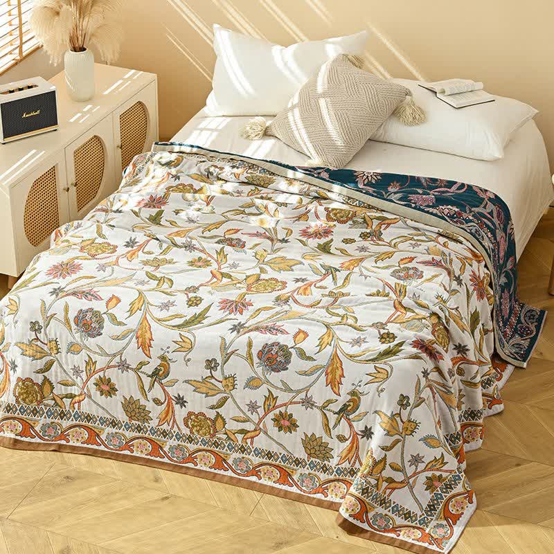 Pastoral Style Leaf Cotton Gauze Quilt - King - image 0