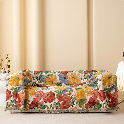 Luxurious Floral Cotton Gauze Tassel Quilt - image 4