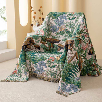 Mushroom Forest Cotton Gauze Tassel Quilt - image 3