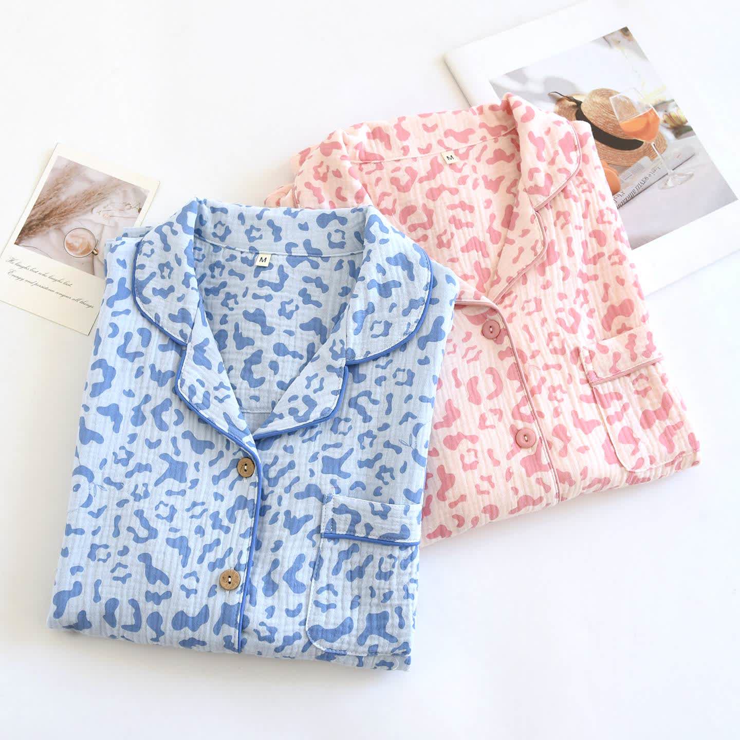 Soft-Tone Leopard Print Cotton Loungewear Set - image 1