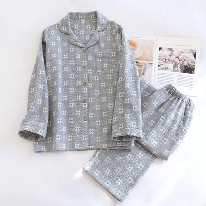 Four-leaf Clover Inspired Cotton Loungewear Set - Blue - XL - image 14