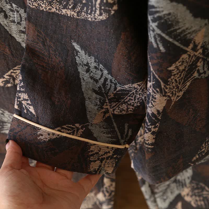 Artistic Leaf Jacquard Cotton Gauze Loungewear - image 4
