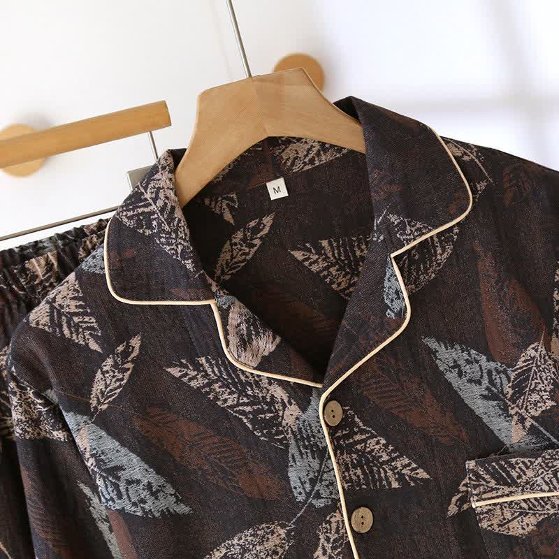 Artistic Leaf Jacquard Cotton Gauze Loungewear - image 2