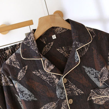 Artistic Leaf Jacquard Cotton Gauze Loungewear - image 2