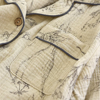 Elegant Vintage Floral Cotton Loungewear Set - image 8