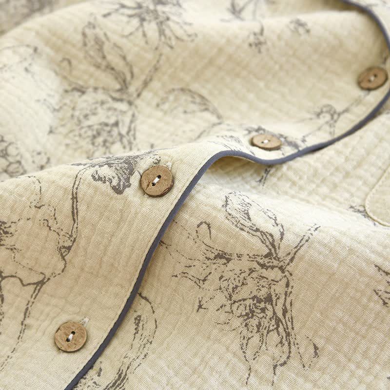 Elegant Vintage Floral Cotton Loungewear Set - image 6