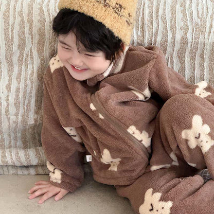 Bear Pattern Zip-up Child Loungewear Set - image 2