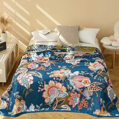 Dreamy Floral Pure Cotton Gauze Quilt - Blue - King - image 5