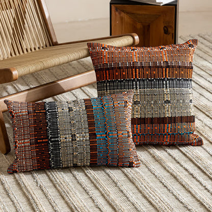Artisan Woven Cotton Thread Throw Pillow Cover - image 0
