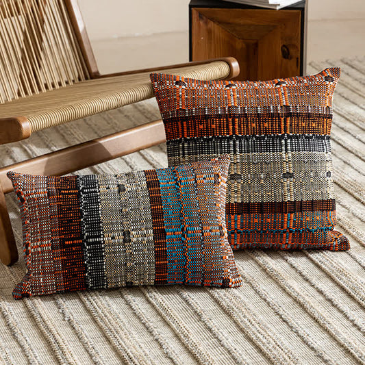 Artisan Woven Cotton Thread Throw Pillow Cover - image 0