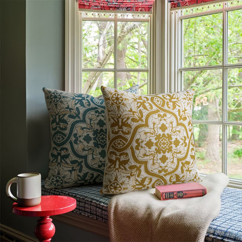 Jacquard Tonal Medallion Throw Pillow Cover - image 1