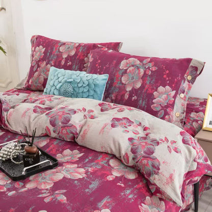 Peach Blossom Cotton Double Gauze Bedding Set(4PCS) - image 2