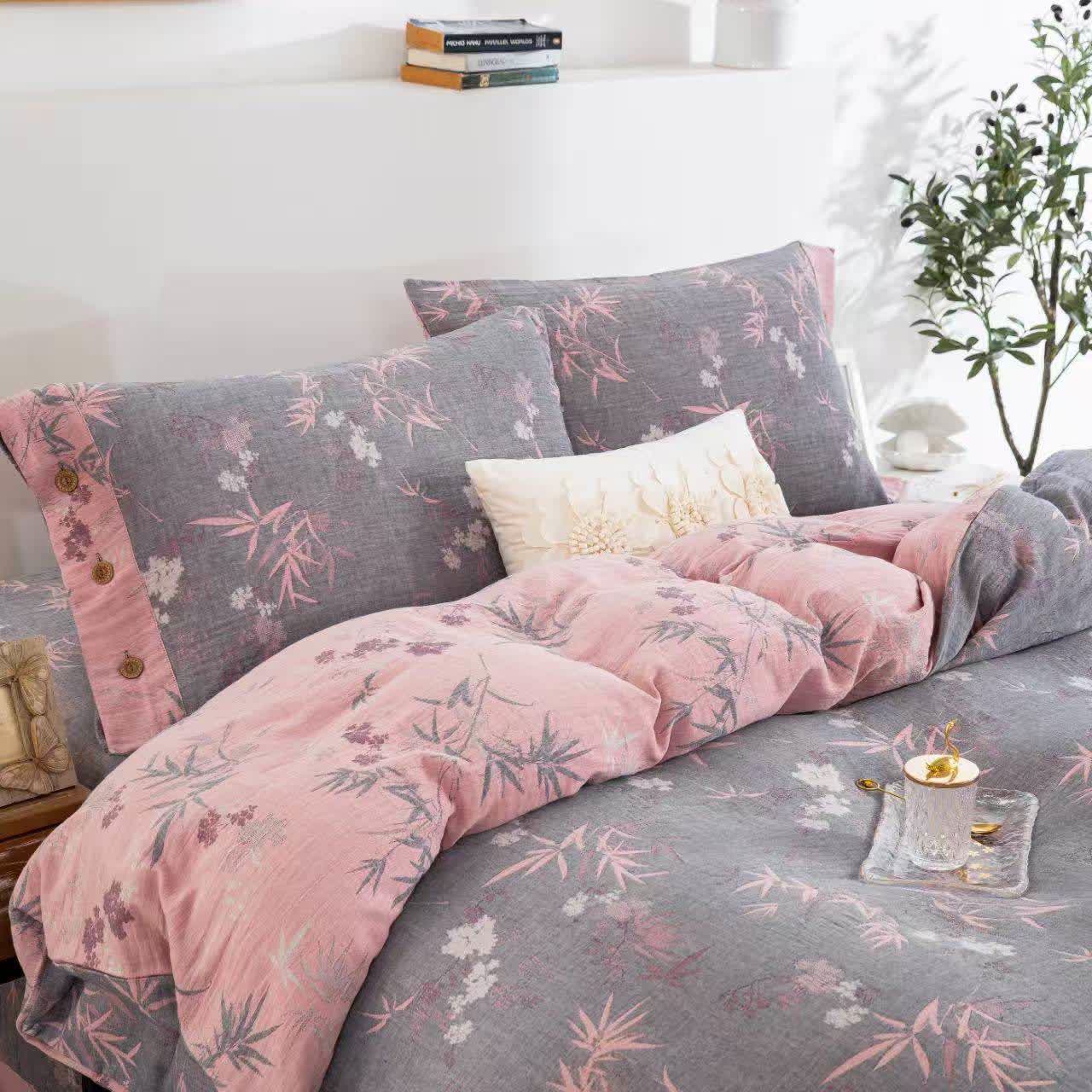 Bamboo Leaf Cotton Double Gauze Bedding Set(4PCS) - image 2