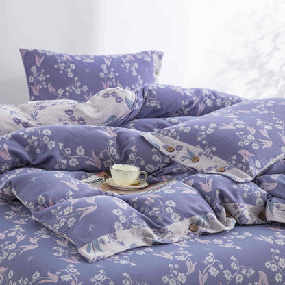Elegant Floral Cotton Double Gauze Bedding Set(4PCS) - image 3