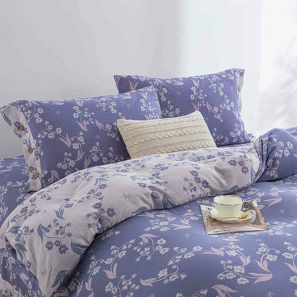 Elegant Floral Cotton Double Gauze Bedding Set(4PCS) - image 2