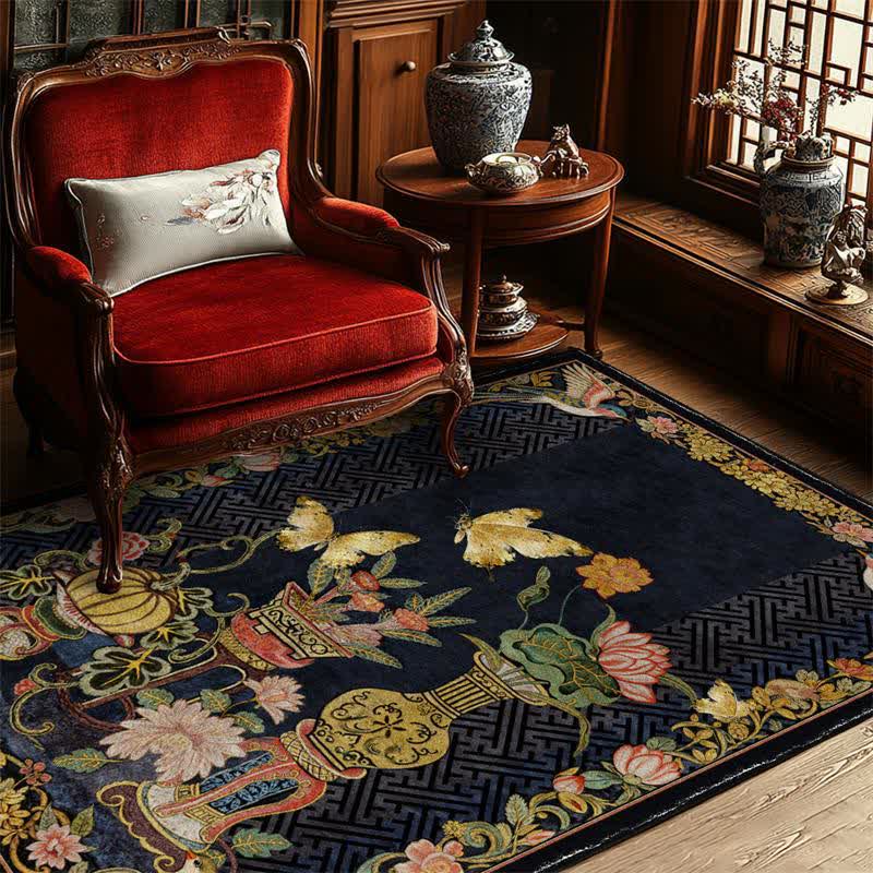 Vintage Floral & Bird Foldable Area Rug - image 3