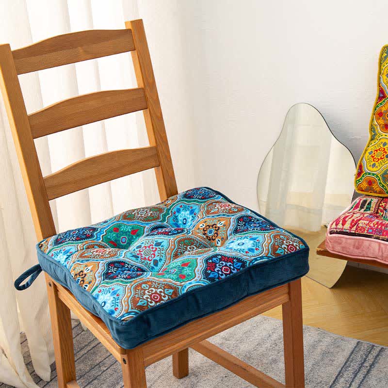 Moroccan Floor Chair Cushion With Tie Straps - Blue - 16"W x 16"L x 2"H - image 3
