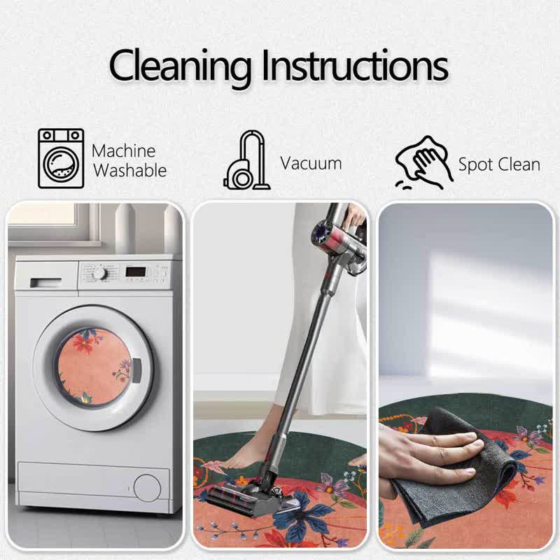 Vintage Bright Floral Round Area Rug - image 3