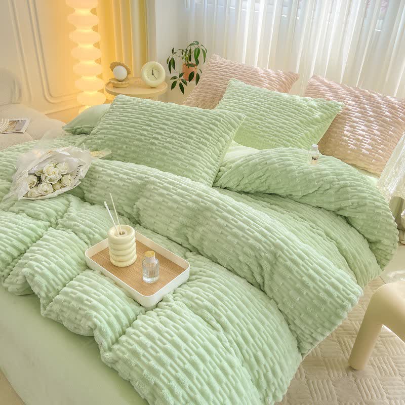 Solid Color Textured Plush Bedding Set - image 17