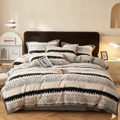 Artistic Style Striped Jacquard Plush Bedding - image 1