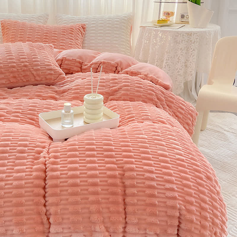 Solid Color Textured Plush Bedding Set - image 9