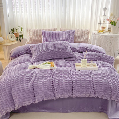 Solid Color Textured Plush Bedding Set - image 21