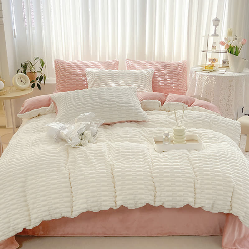 Solid Color Textured Plush Bedding Set - image 22