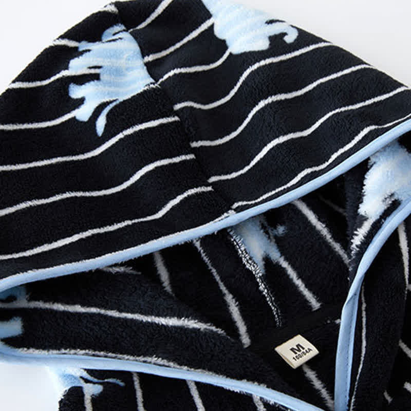 Stripe Elephant Hooded Button Plush Robe - image 5