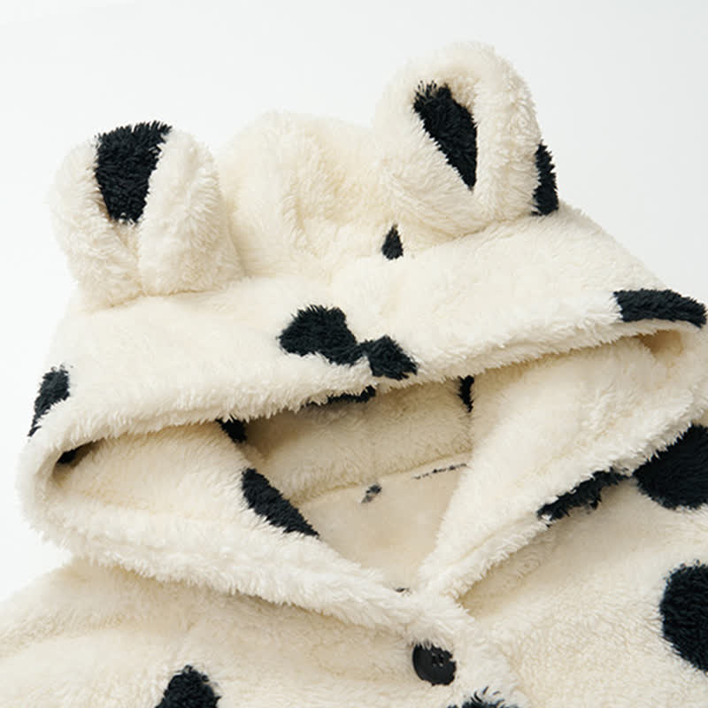 Polka Dot Hooded Plush Loungewear Set - image 3