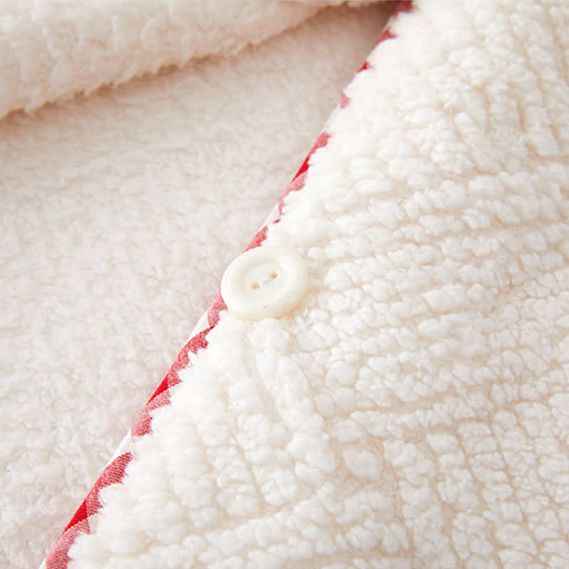 Stripe Textured Hooded Button Plush Robe - image 10