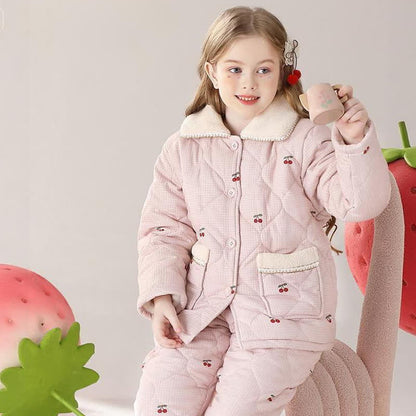 Cherry Print Quilted Child Loungewear Set - image 3