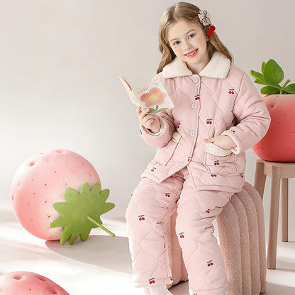 Cherry Print Quilted Child Loungewear Set - image 2