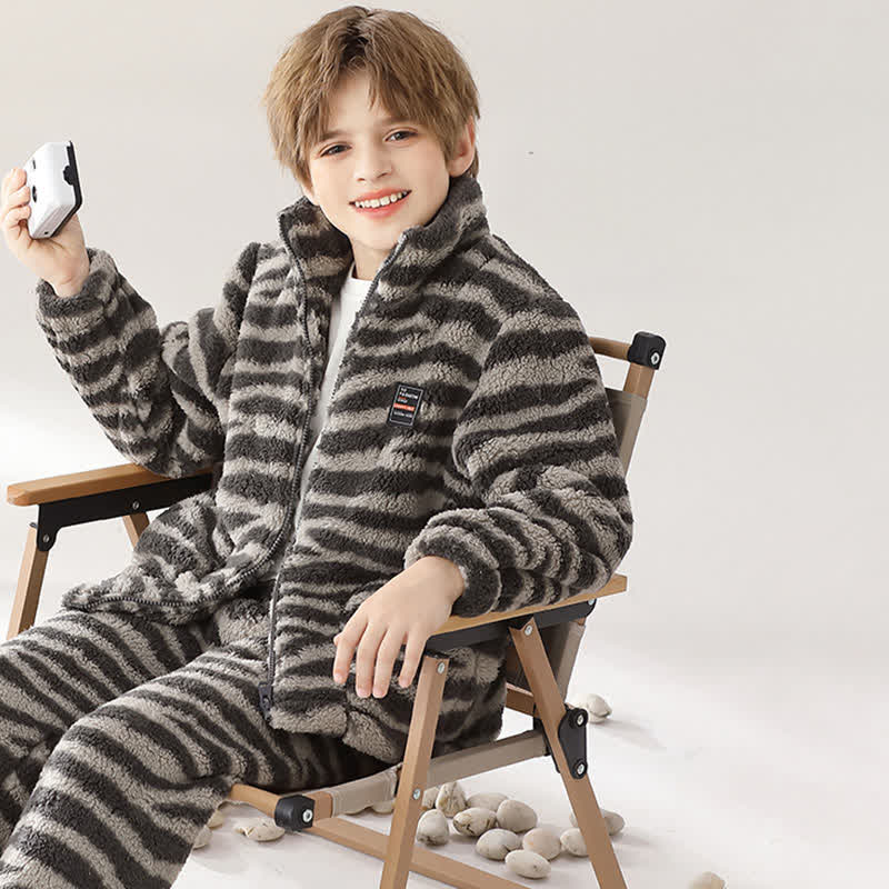 Zebra Print Zip-up Child Loungewear Set - image 2