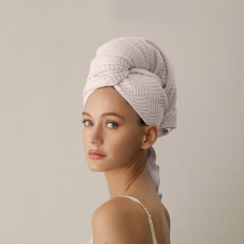 Breathable Antibacterial Hair Drying Towel Wrap - Pink - 2PCS - 26" x 39" - image 4