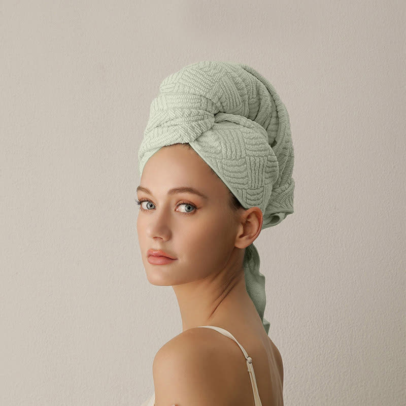Breathable Antibacterial Hair Drying Towel Wrap - Green - 2PCS - 26" x 39" - image 7