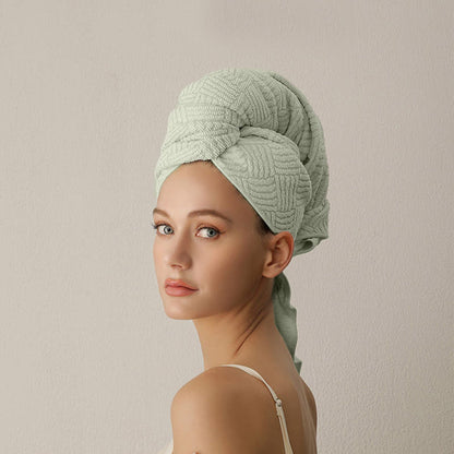 Breathable Antibacterial Hair Drying Towel Wrap - Green - 2PCS - 26" x 39" - image 7