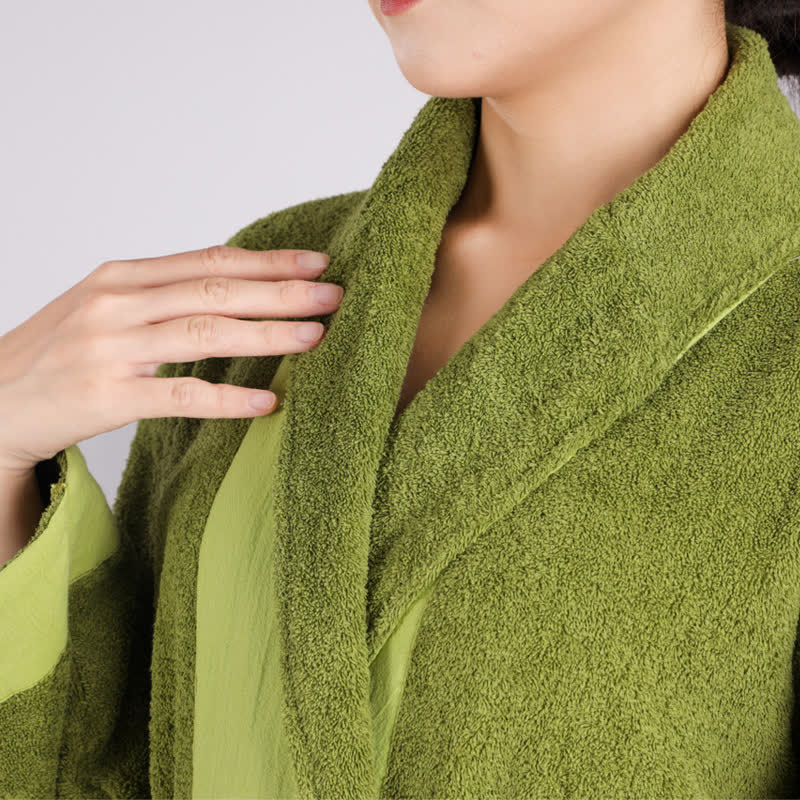 Minimalist Style Colorblock Cotton Bathrobe - image 2