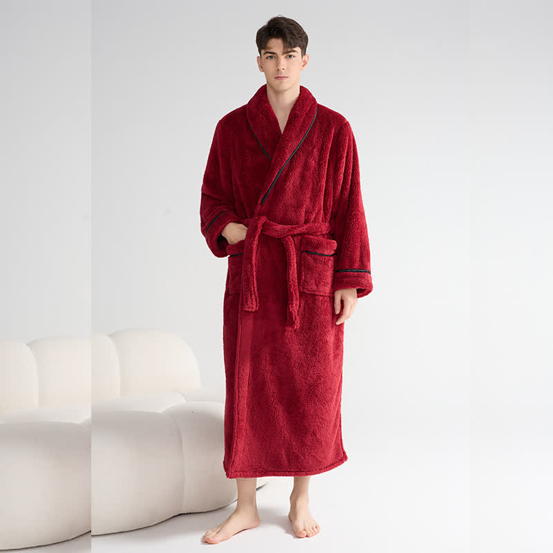 Unisex Plush Solid Warm Long Robe - image 7