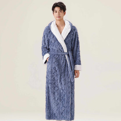 Jacquard Hooded Plush Warm Bathrobe - image 3