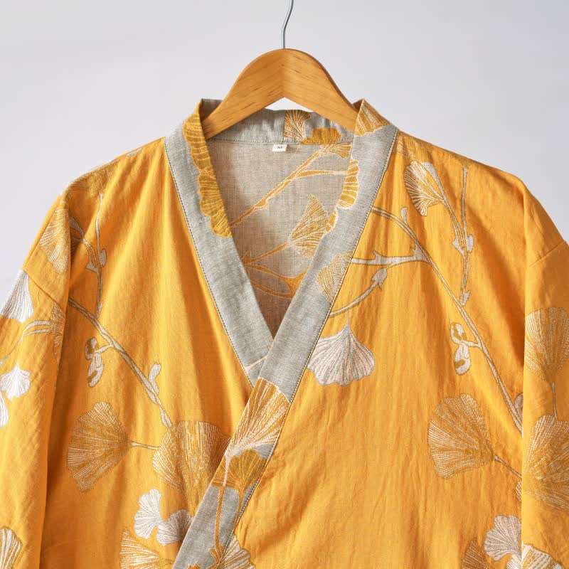 Cotton Gauze Ginkgo Kimono Robe - image 52