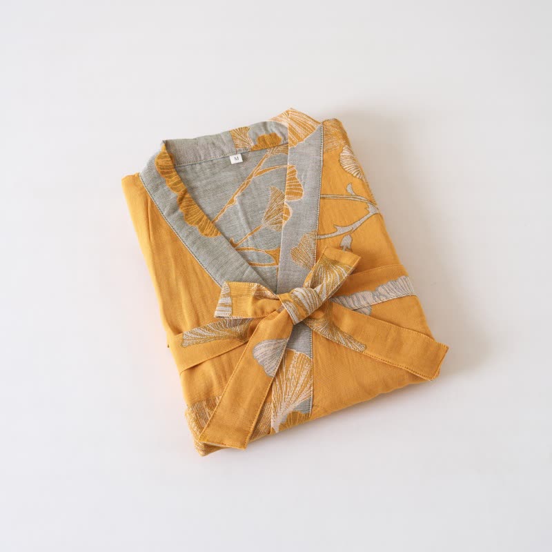 Cotton Gauze Ginkgo Kimono Robe - image 51