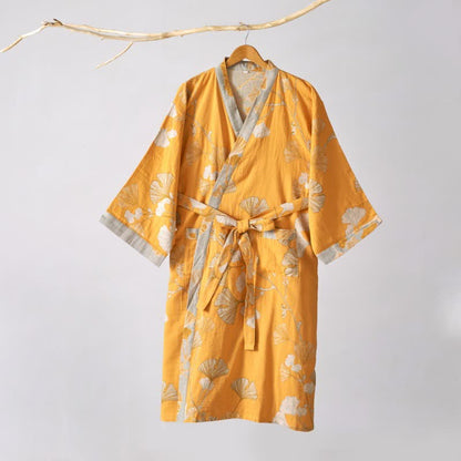 Cotton Gauze Ginkgo Kimono Robe - image 49