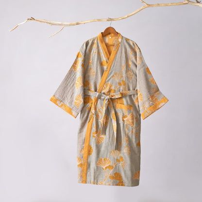 Cotton Gauze Ginkgo Kimono Robe - image 56