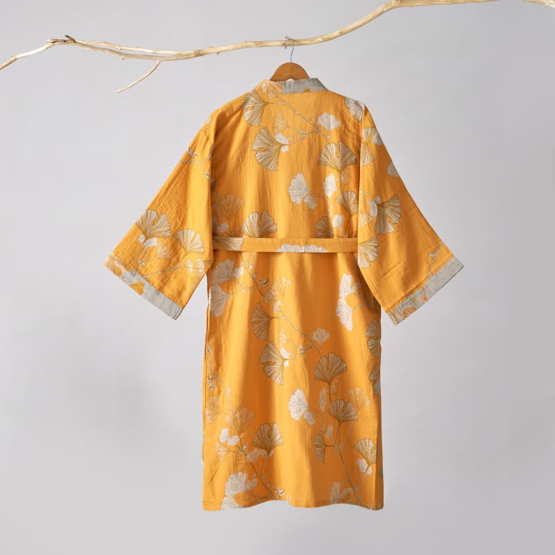 Cotton Gauze Ginkgo Kimono Robe - image 50