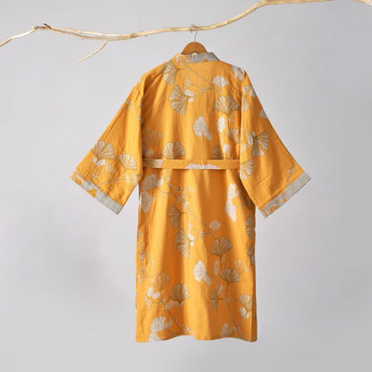 Cotton Gauze Ginkgo Kimono Robe - image 50