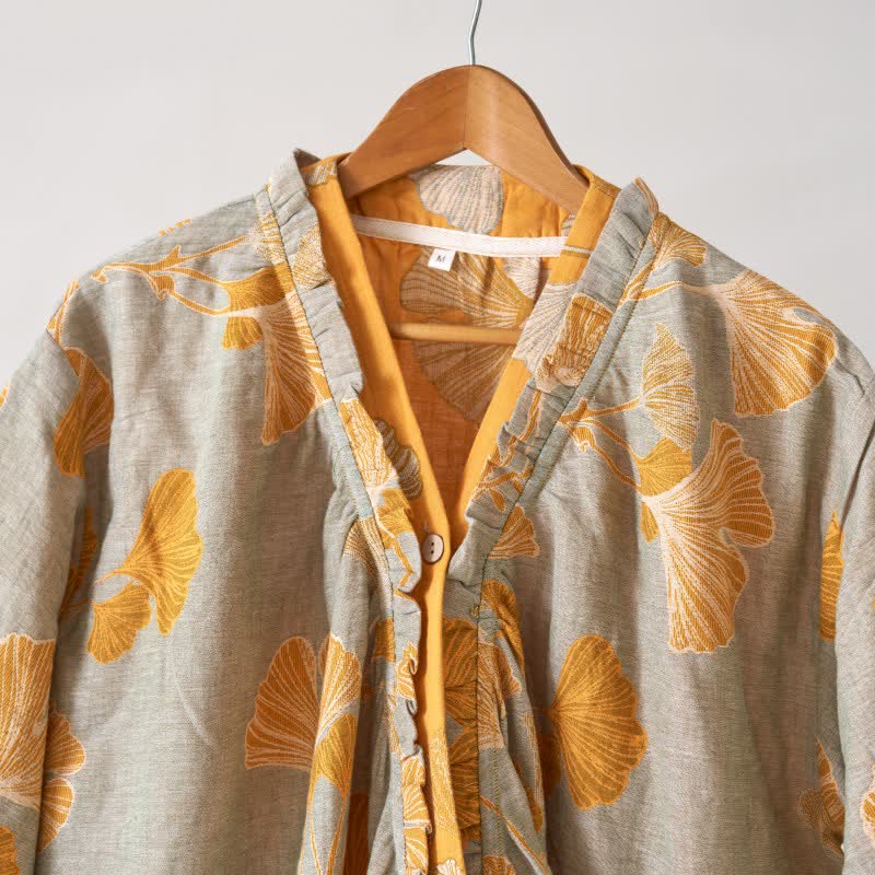 Ginkgo Leaf Hanfu Inspired Cotton Nightdress - image 34